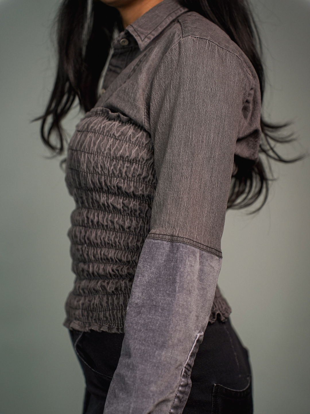 Sara Top in Black Denim