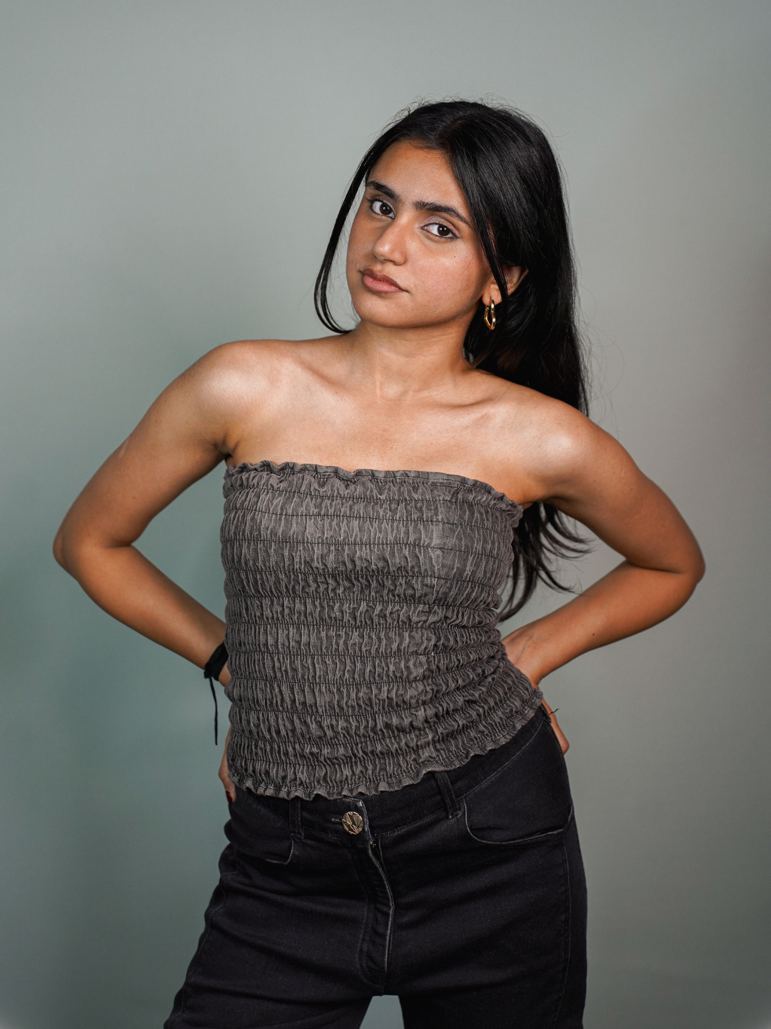 Sara Top in Black Denim