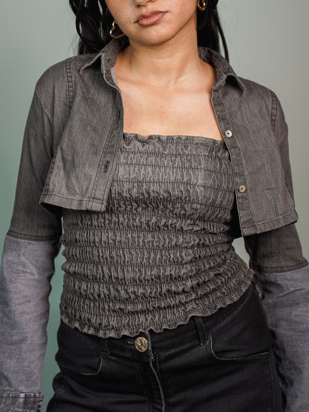 Sara Top in Black Denim