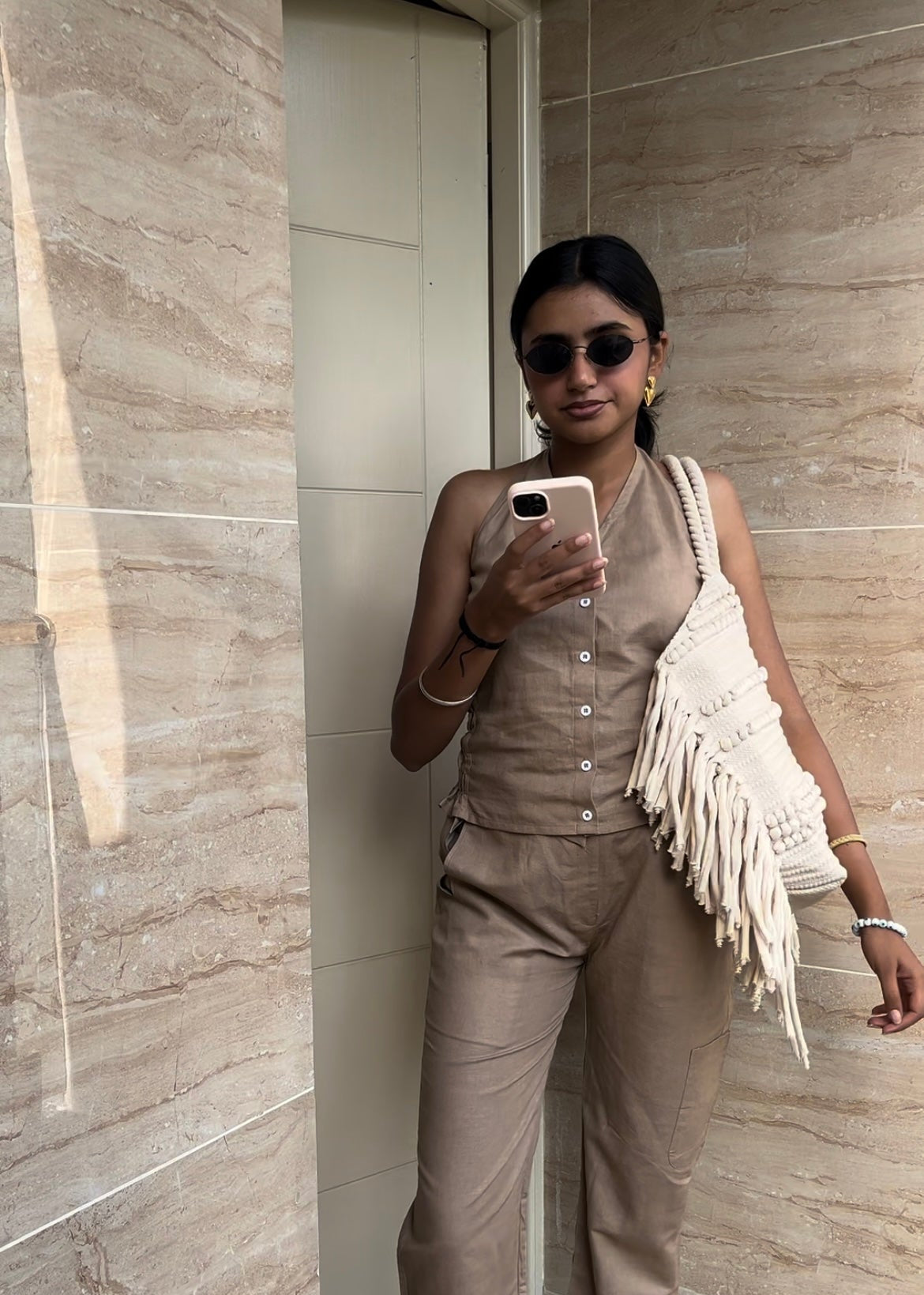 Sylvie Top in Tan Linen