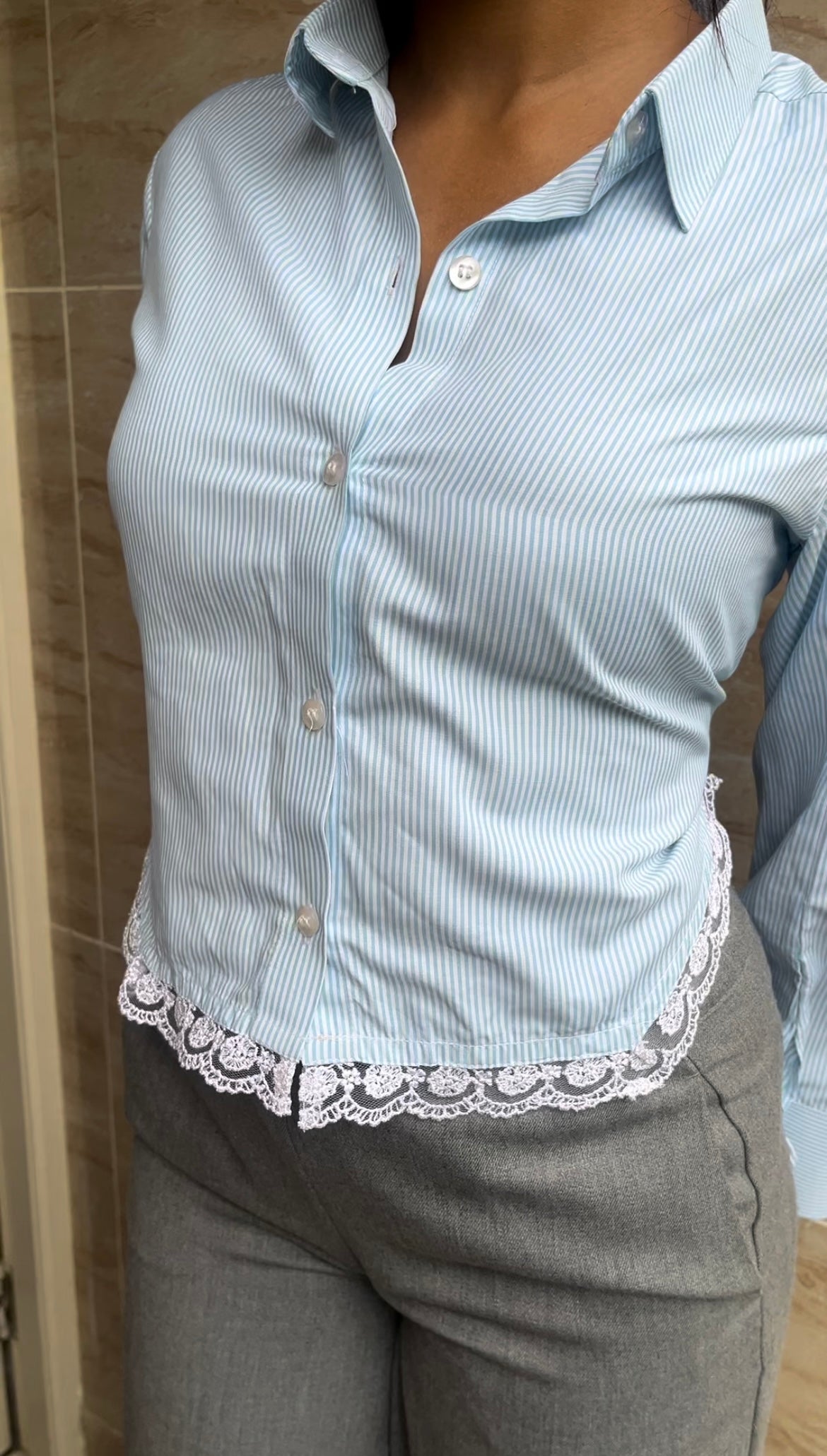 Hailey Top in Blue Stripes