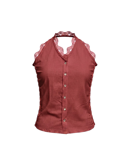 Sylvie Top in Rust Linen