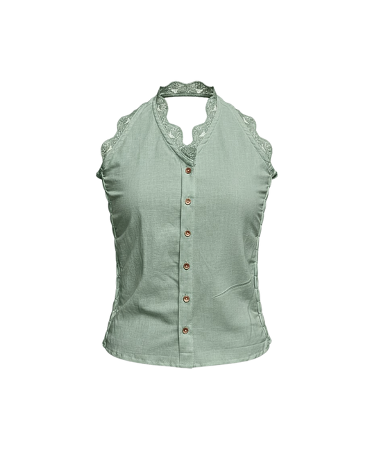 Sylvie Top in Sage Linen