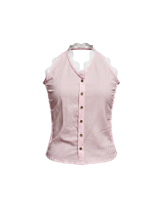 Sylvie Top in Pink Linen