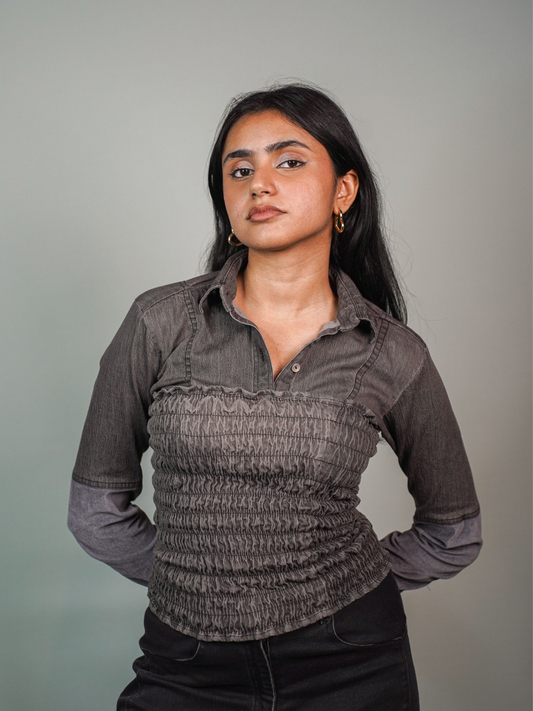 Sara Top in Black Denim