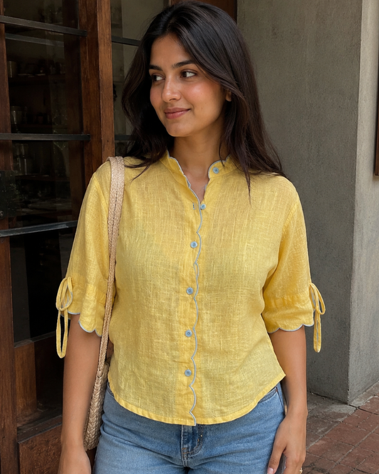 Liz Shirt in Yellow Cotton