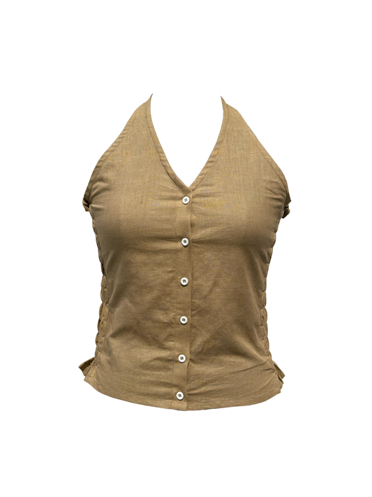 Sylvie Top in Tan Linen