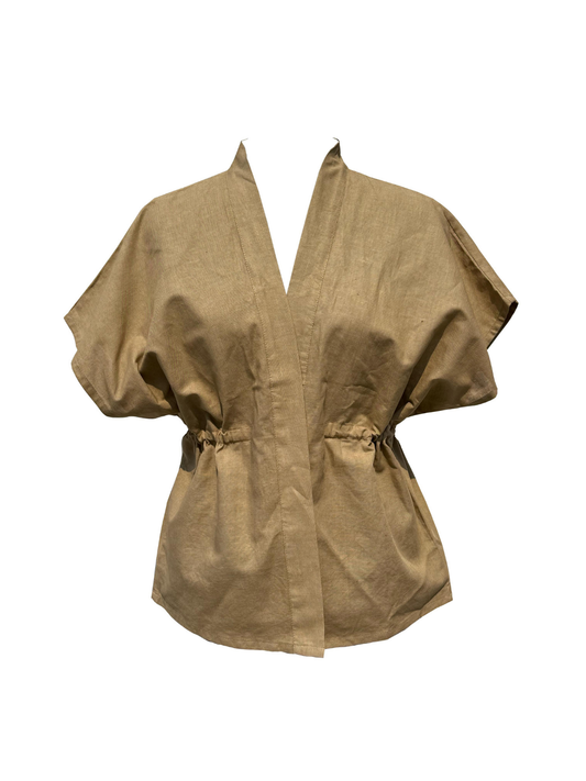 Tes Top in Tan Linen