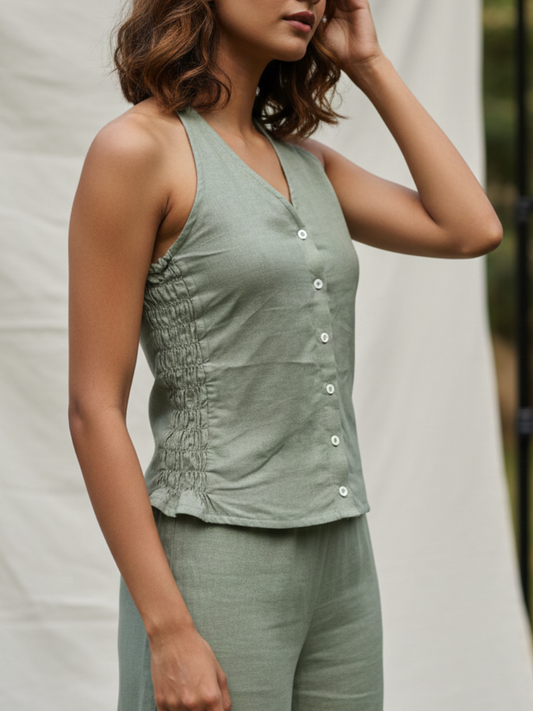 Sylvie Top in Sage Linen